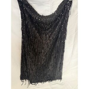 Wild Fable Black Sequin Fringe Mini Dress M Strapless Party‎ Clubwear New Tag